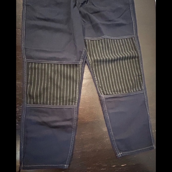 Sandrine Rose X Free People Blue/Blk French Worker Pant Pinstripe Patch Size 29 - Picture 4 of 14
